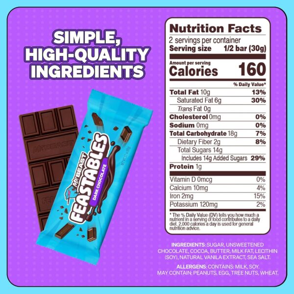 Feastables by MrBeast Original Dark Chocolate - Image 2